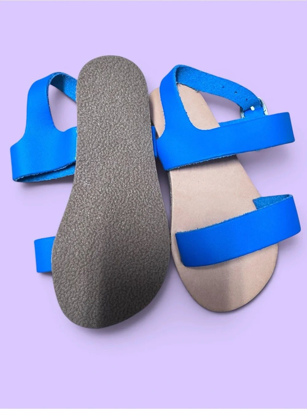 PiperFinn Bright Blue Leather Flat Sandals
